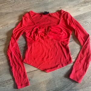 Red Long Sleeve Women's Top